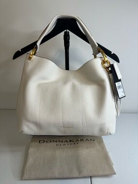 Donna Karan Baldwin Hobo Bag Ivory Leather Large Shoulder Bag NWT w Dust Bag